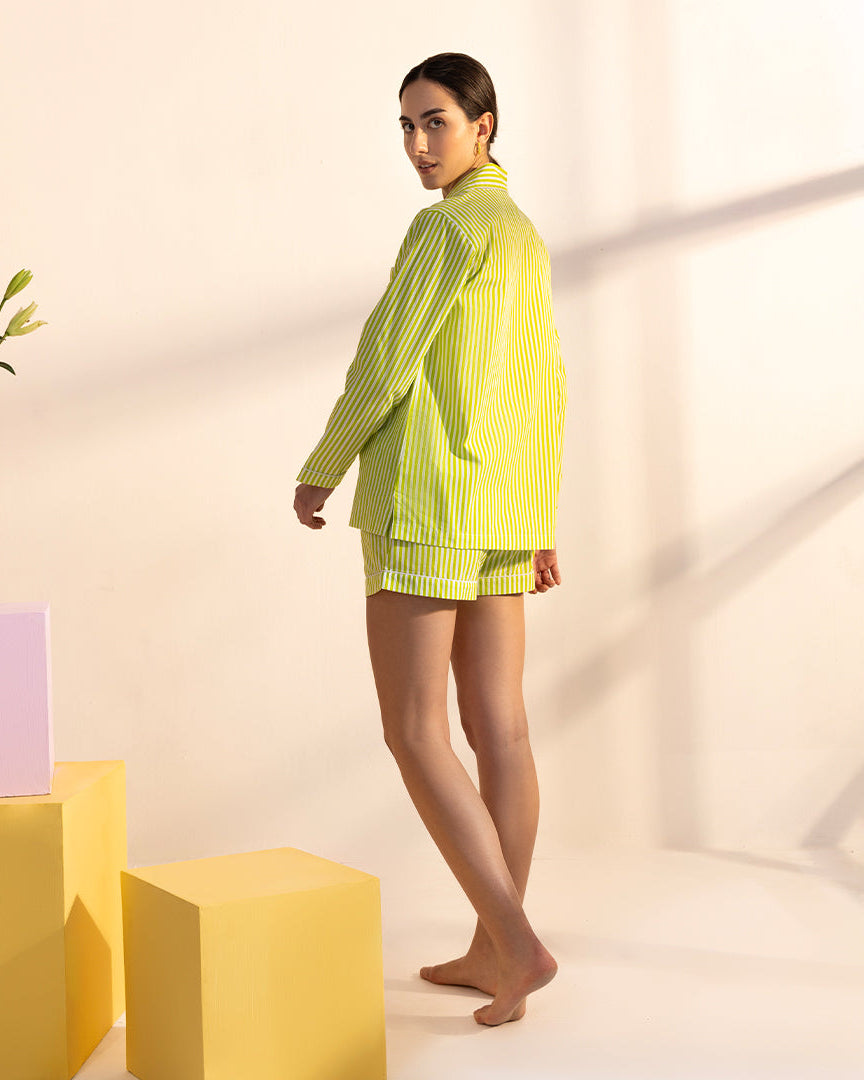 Applemint - Everyday Easy Set<br>Women’s Embroidered Cotton Notch Collar Shorts Set