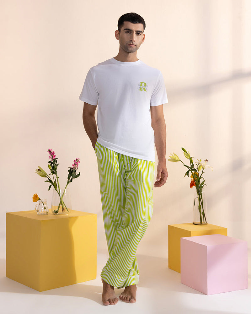 Applemint Embroidered T-shirt & Cotton Pyjama Men's