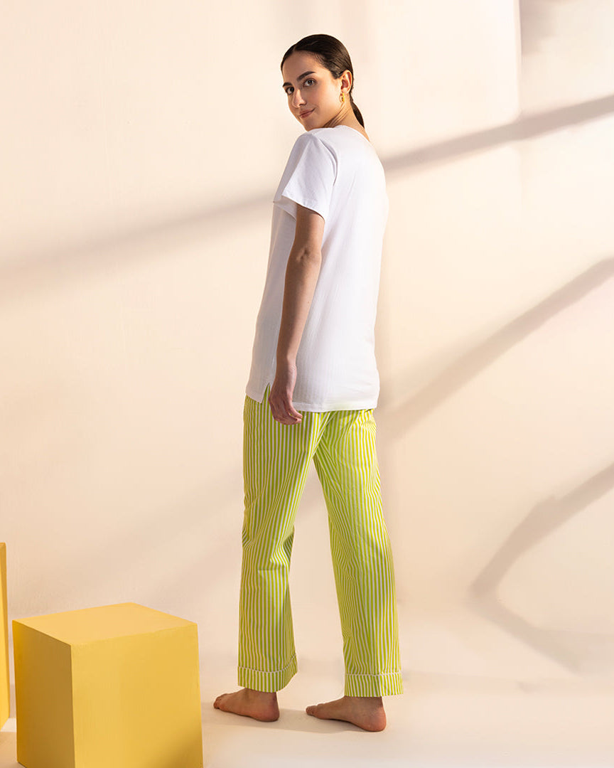 Applemint Embroidered T-shirt & Cotton Pyjama Women's