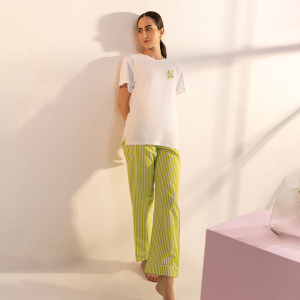 Applemint Embroidered T-shirt & Cotton Pyjama Women's