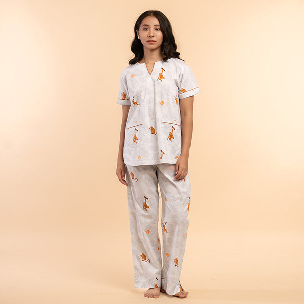 Banana Bandits Cotton Dip-Neck Pyjama Set