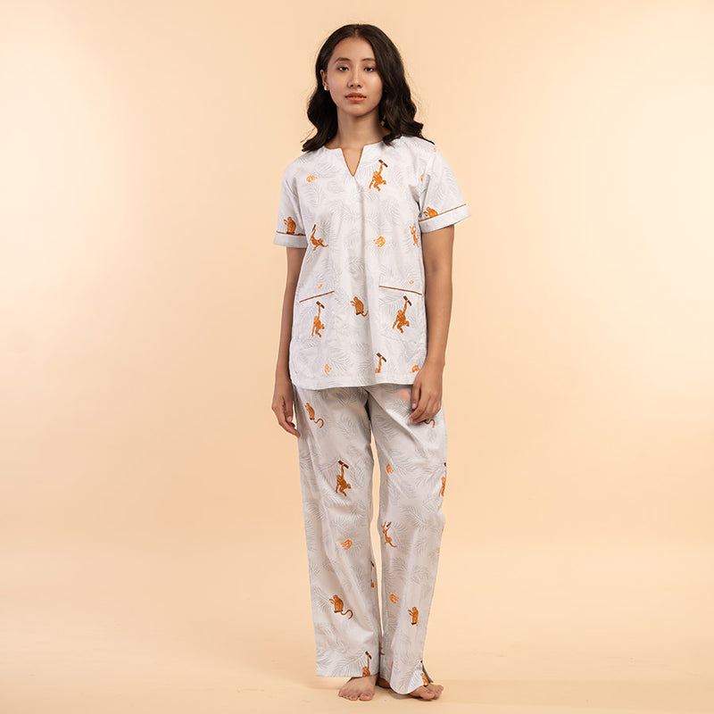 Banana Bandits Cotton Dip-Neck Pyjama Set