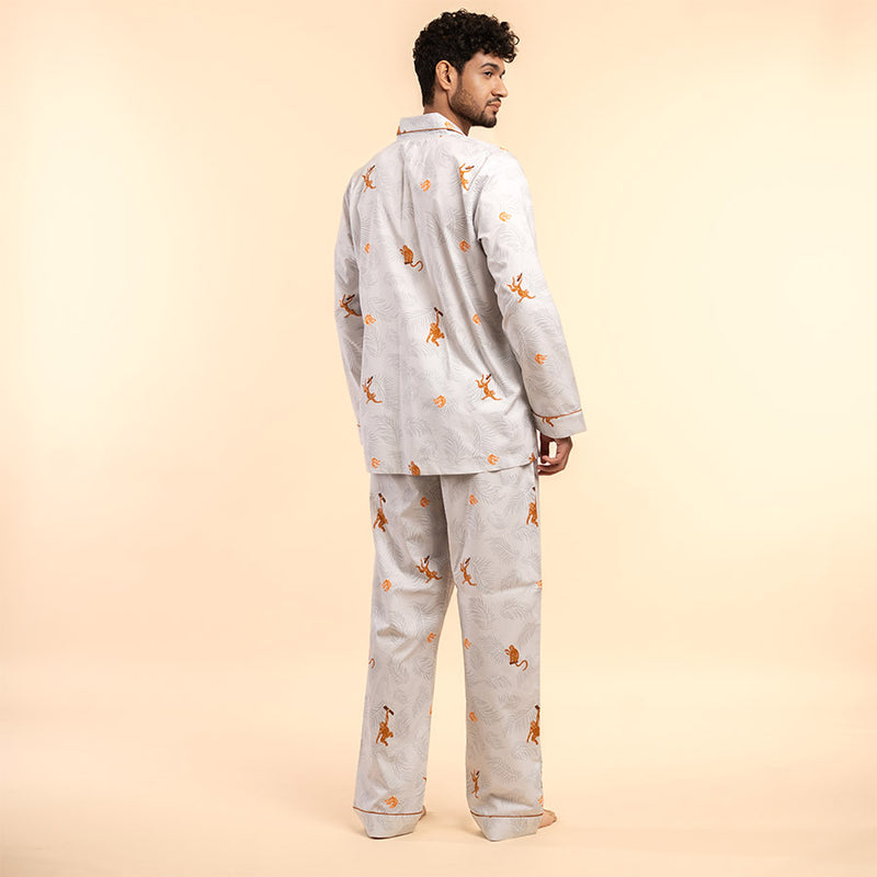 Banana Bandits Cotton Notched Pyjama Set-Men