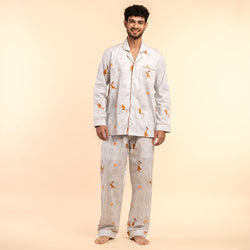 Banana Bandits Cotton Notched Pyjama Set-Men