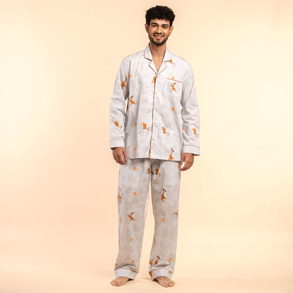 Banana Bandits Cotton Notched Pyjama Set-Men