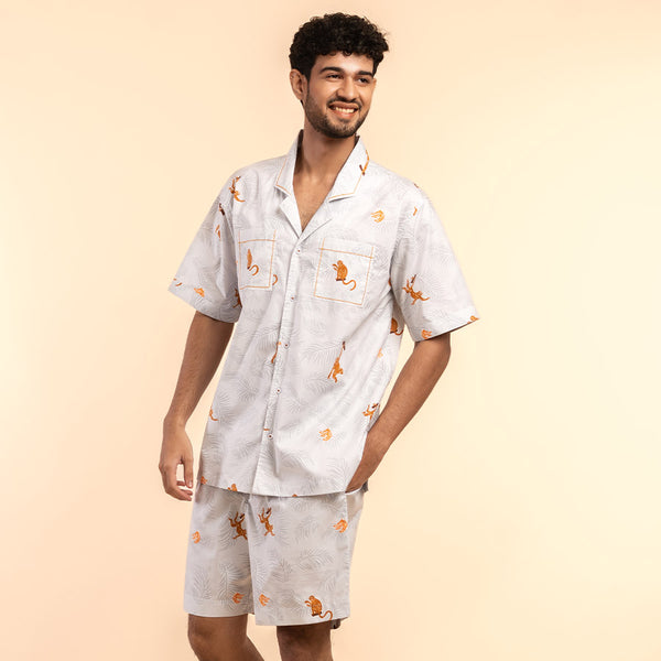Banana Bandits Cotton Notched Shorts Set