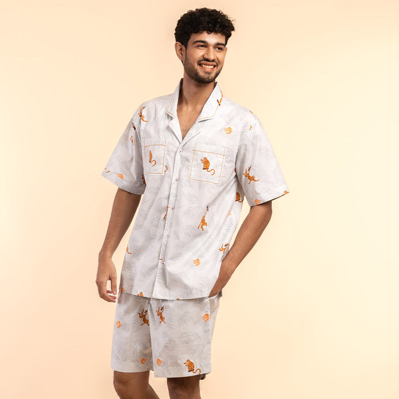 Banana Bandits Cotton Notched Shorts Set