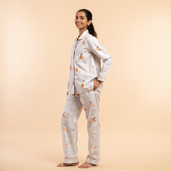 Banana Bandits Cotton Notched Collar Pyjama Set