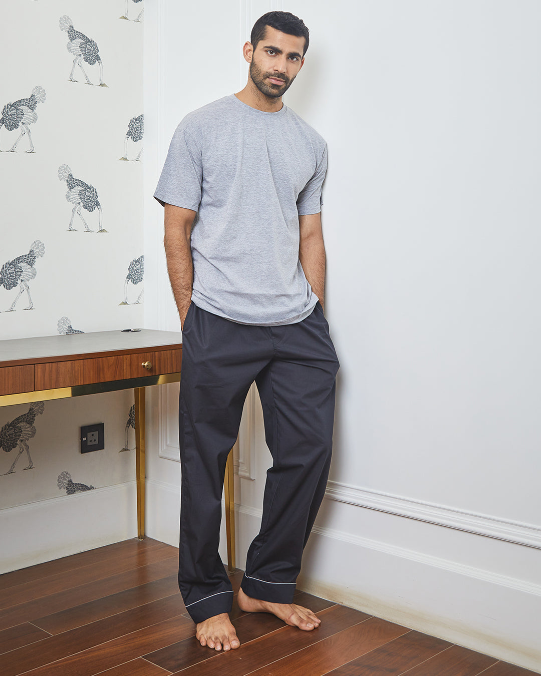 Black - Drift Set <br> Men's Embroidered T-shirt & Cotton Pajama
