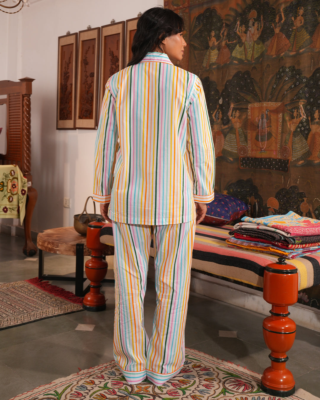 Boardwalk Stripe - Everyday Set<br>Women’s Cotton Notch Collar Pajama Set