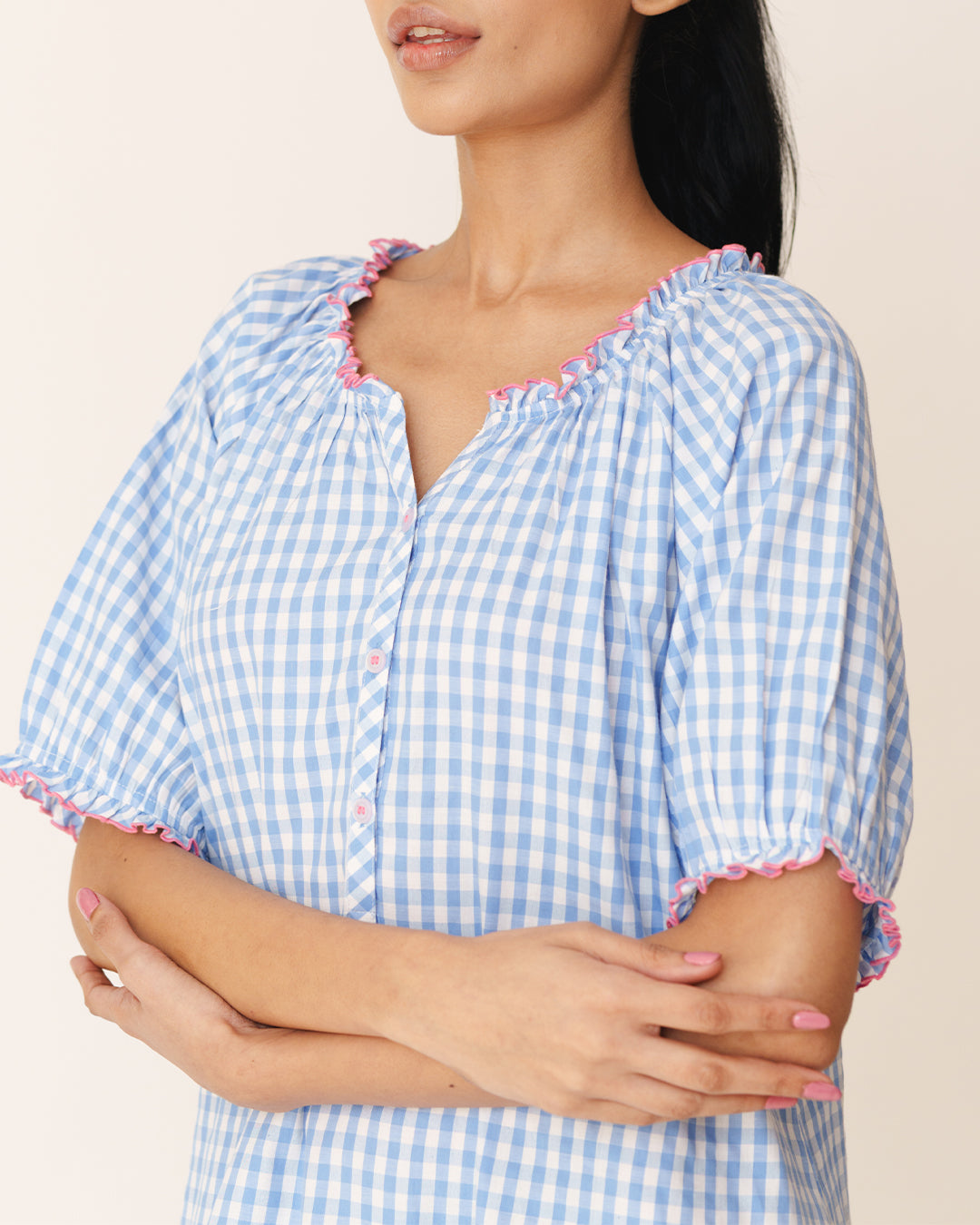 Daybreak - Everyday Sleep Dress <br> Women’s Cotton Gingham Sleep Nighty