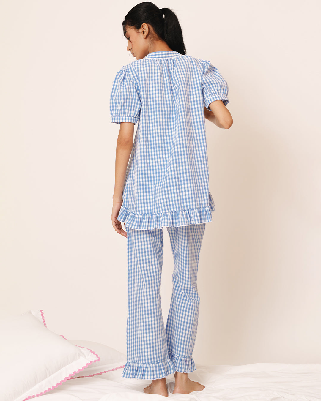 Daybreak - Bloom Set <br> Women’s Cotton Gingham Frill Pajama Set