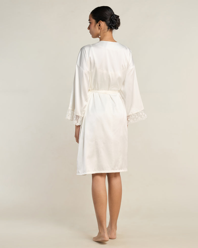 Pearl Satin Short Robe