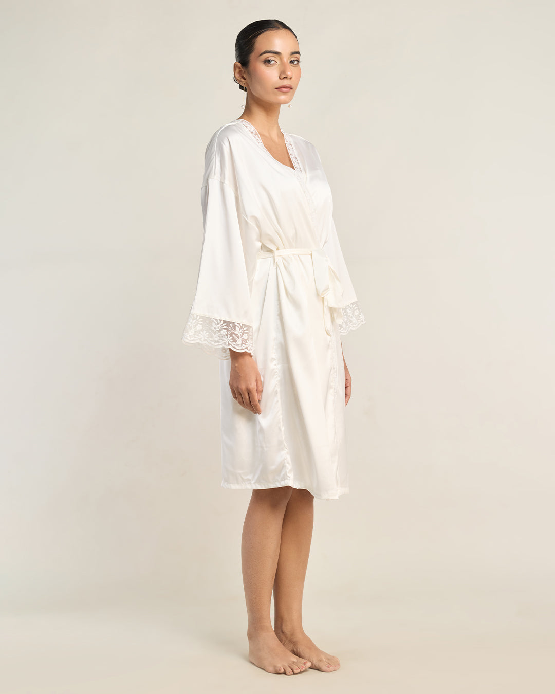 Ivory Pearl Satin Belle Robe