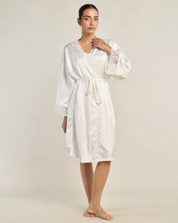 Pearl Satin Short Robe