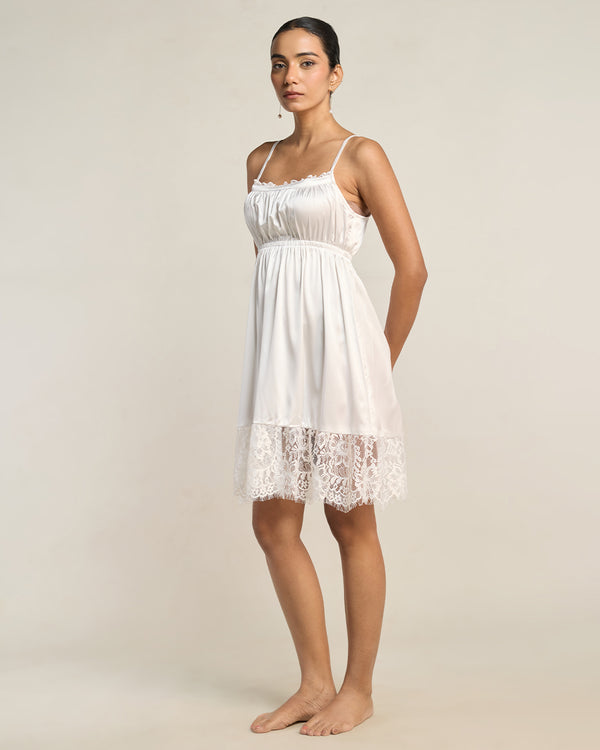 Pearl Satin Mini Flared Dress