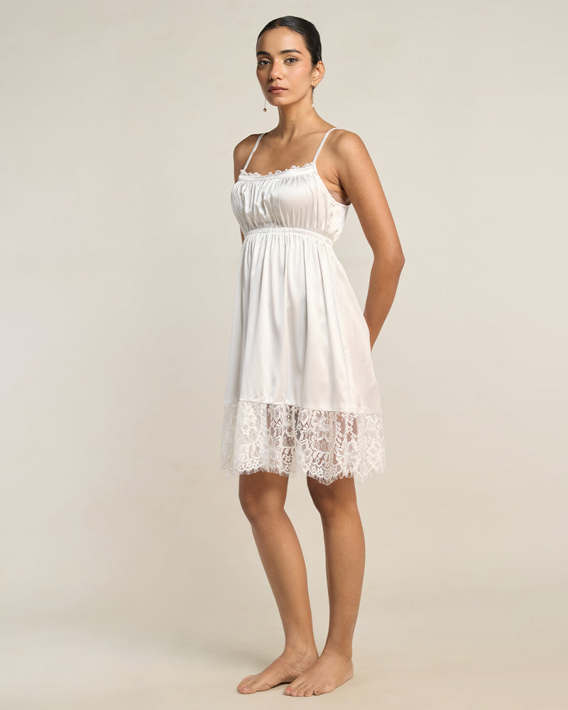 Pearl Satin Mini Flared Dress