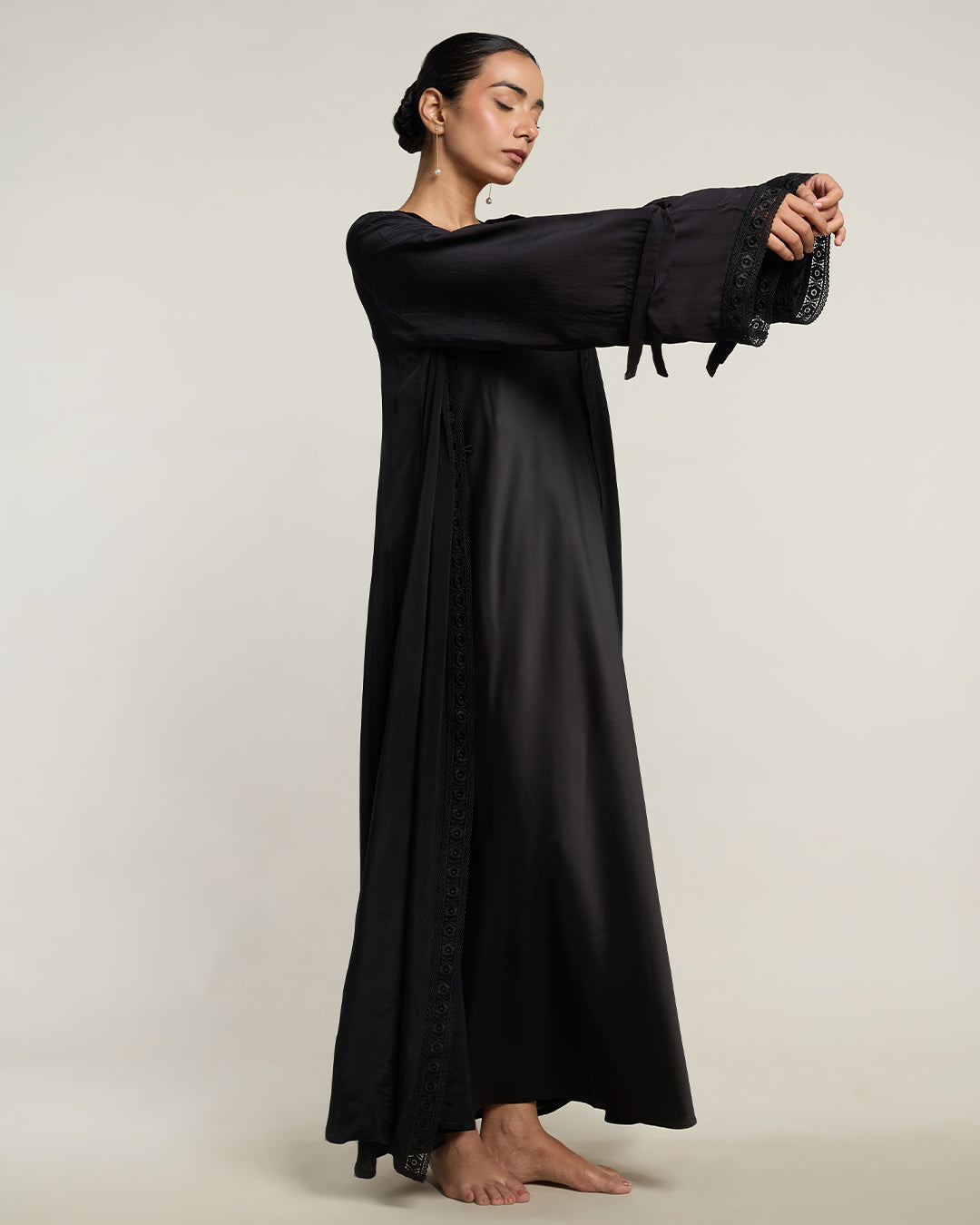 Ebony Satin Long Robe