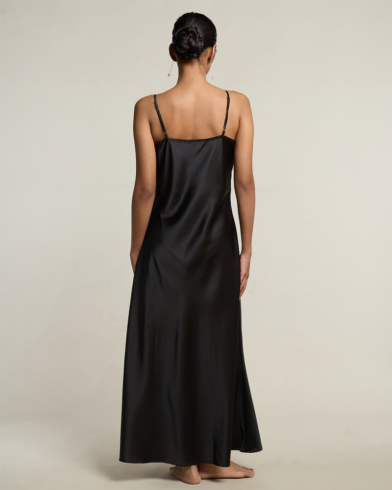 Ebony Satin Camisole Maxi Dress