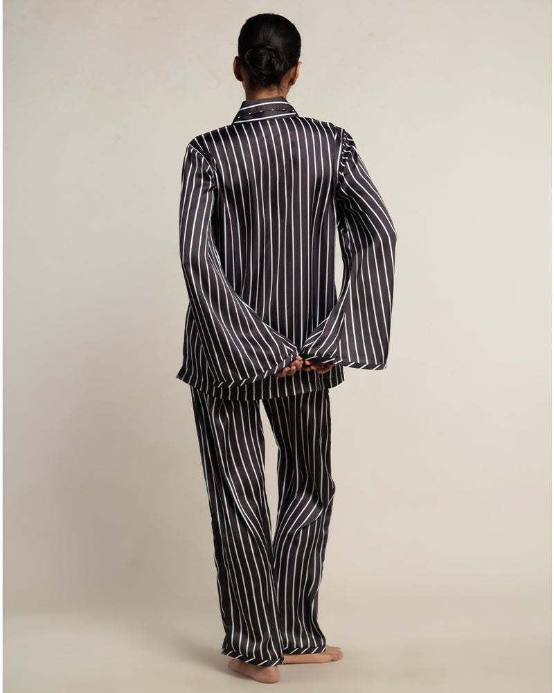 Midnight Moon Satin Relaxed Notched Pyjama Set