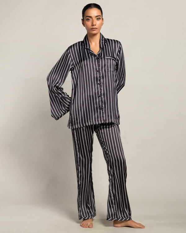 Midnight Moon Satin Relaxed Notched Pyjama Set