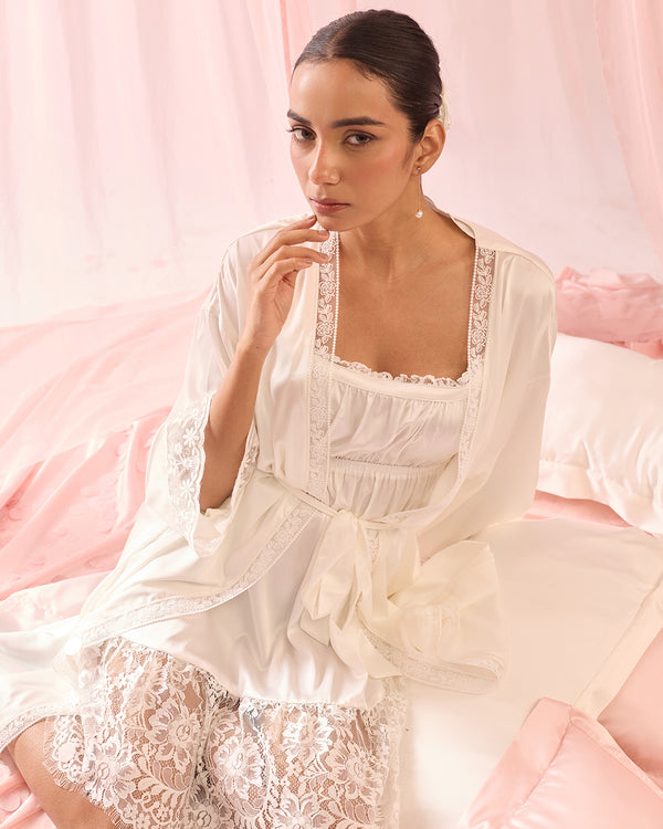 Pearl Satin Short Robe