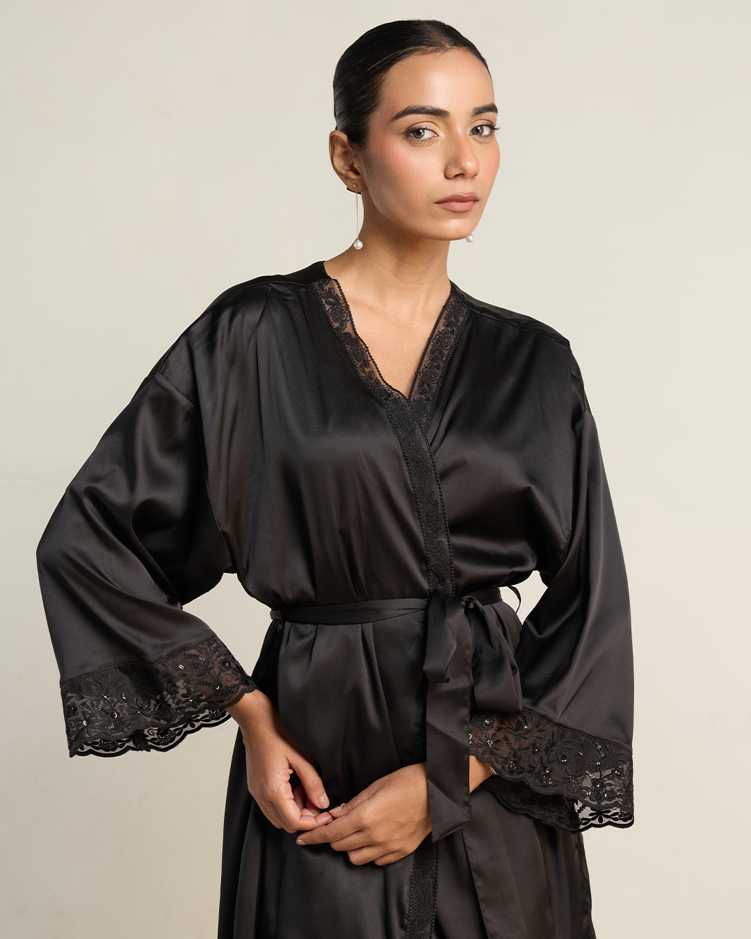 Ebony Satin Belle Robe
