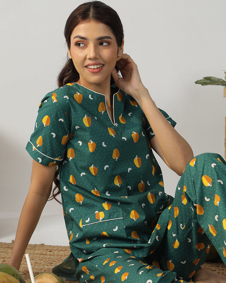 Nutty Retreat - Cove Set <br>Women’s Cotton Dip Neck Pajama Set