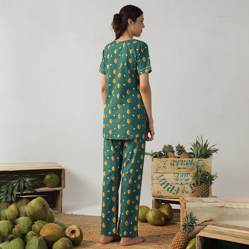 Nutty Retreat Cotton Dip-Neck Pyjama Set