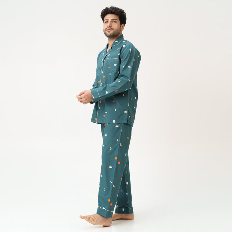 Celestial Dreams Cotton Notched Pyjama Set