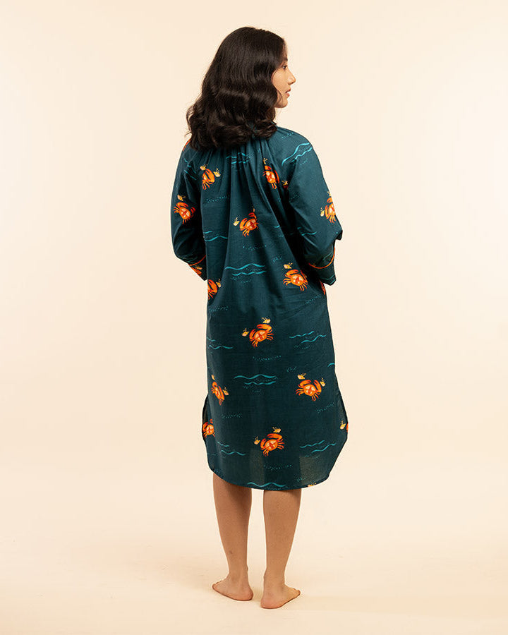 Coastal Crawl Cotton Dip-Neck Sleep Dress
