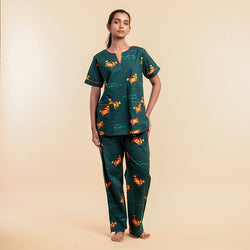 Coastal Crawl Cotton Dip-Neck Pyjama Set