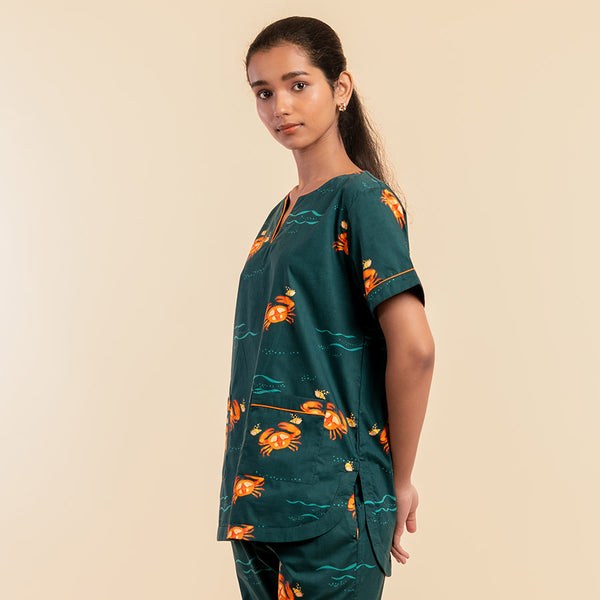Coastal Crawl Cotton Dip-Neck Pyjama Set