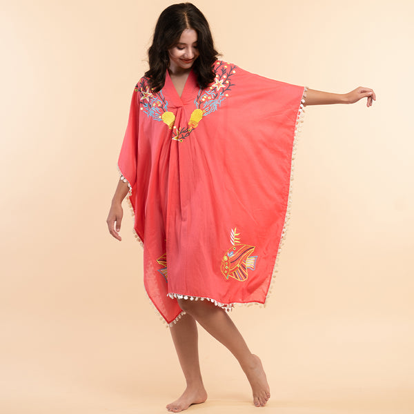 Coral - Midi Kaftan Dress