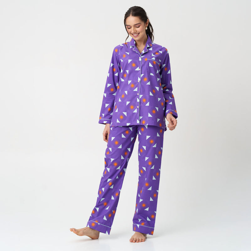 Cosmic Rays Cotton Notched Collar Pyjama Set