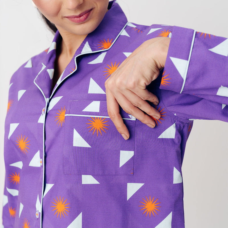Cosmic Rays Cotton Notched Collar Pyjama Set
