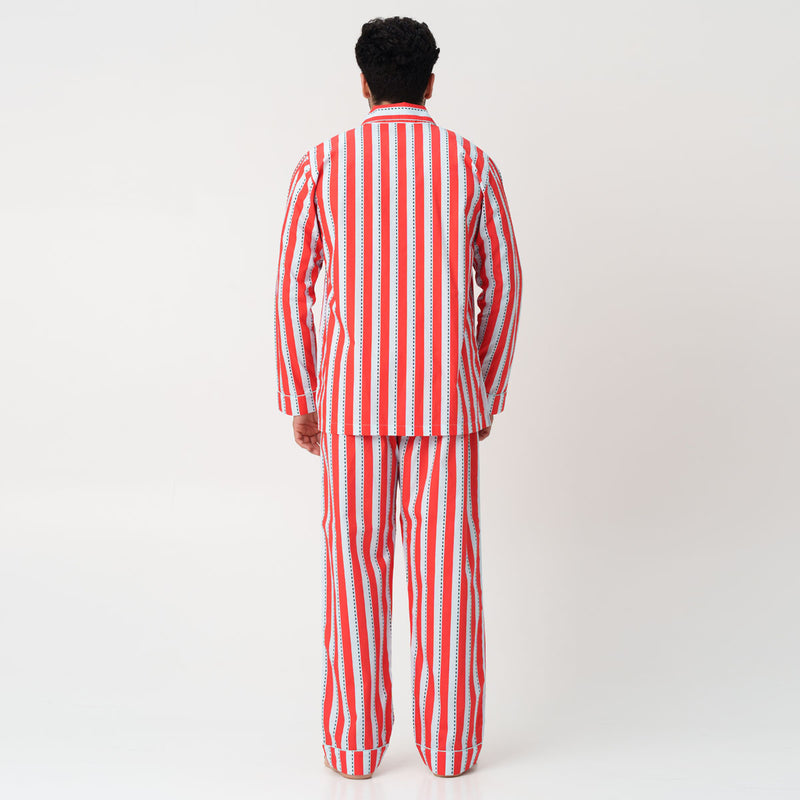 Crimson Trails Cotton Notched Pyjama Set