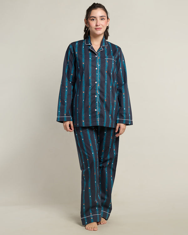 Treasure Tree Cotton Notched Collar Pyjama Set