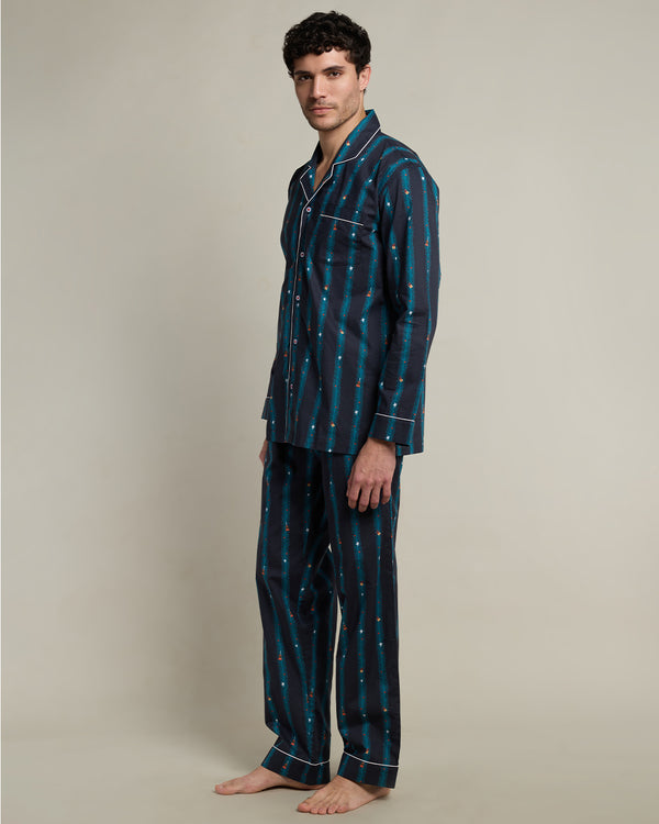 Treasure Tree Cotton Notched Pyjama Set - Men