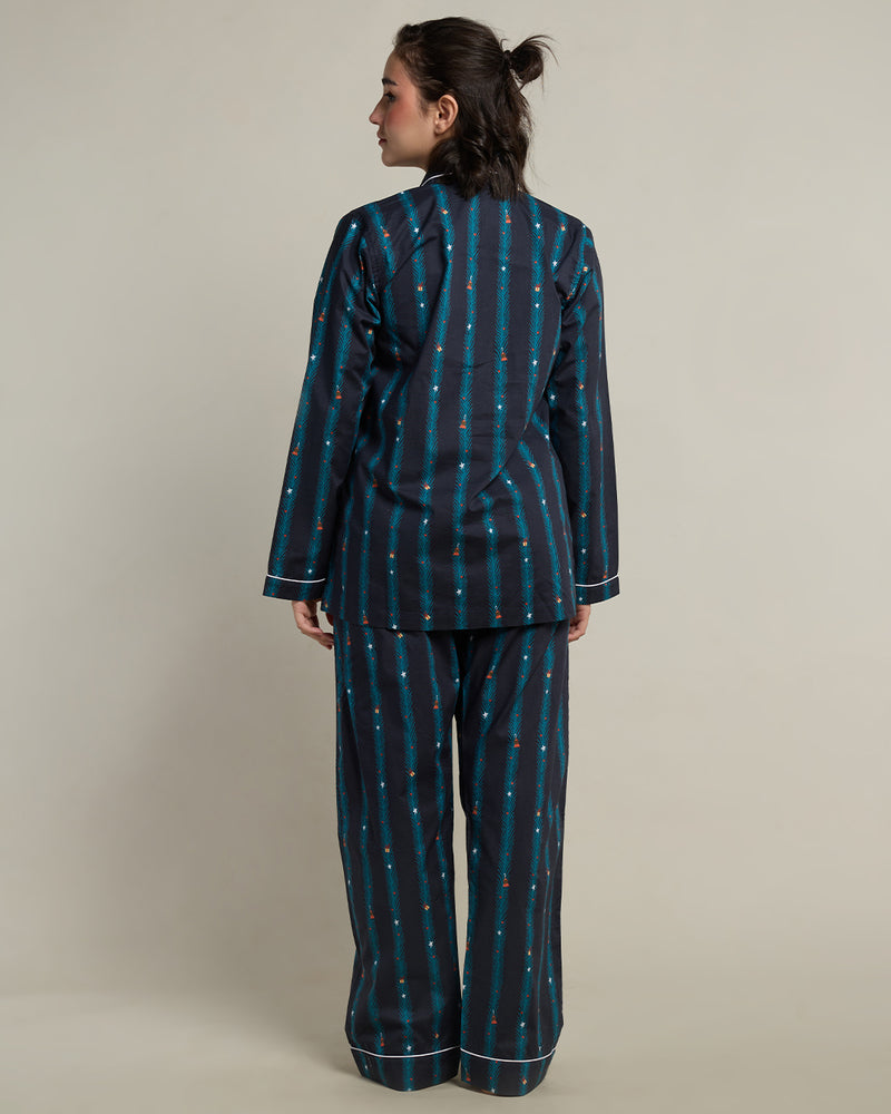 Treasure Tree Cotton Notched Collar Pyjama Set