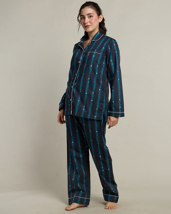 Treasure Tree Cotton Notched Collar Pyjama Set