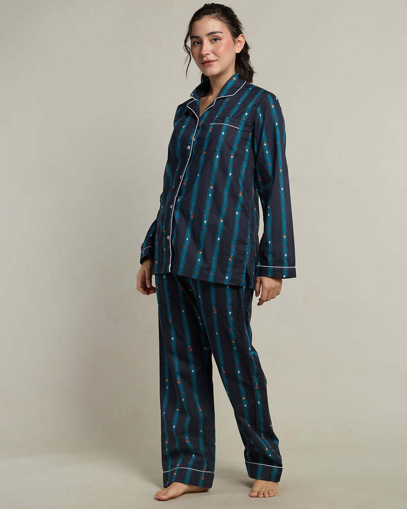 Treasure Tree Cotton Notched Collar Pyjama Set