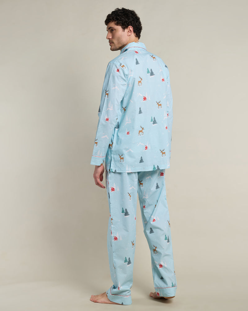 Reindeer Ridge Cotton Notched Pyjama Set- Men