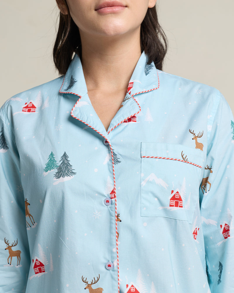 Reindeer Ridge Cotton Notched Shorts Set