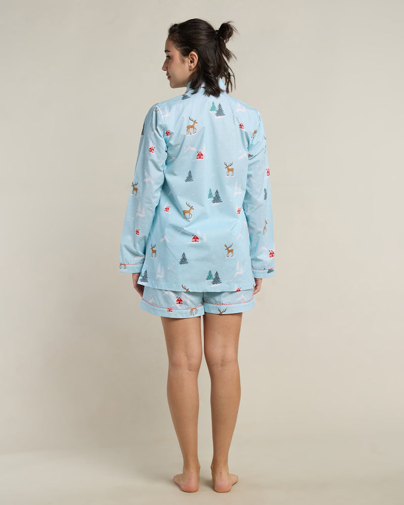 Reindeer Ridge Cotton Notched Shorts Set