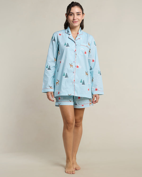 Reindeer Ridge Cotton Notched Shorts Set