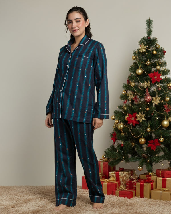 Treasure Tree Cotton Notched Collar Pyjama Set