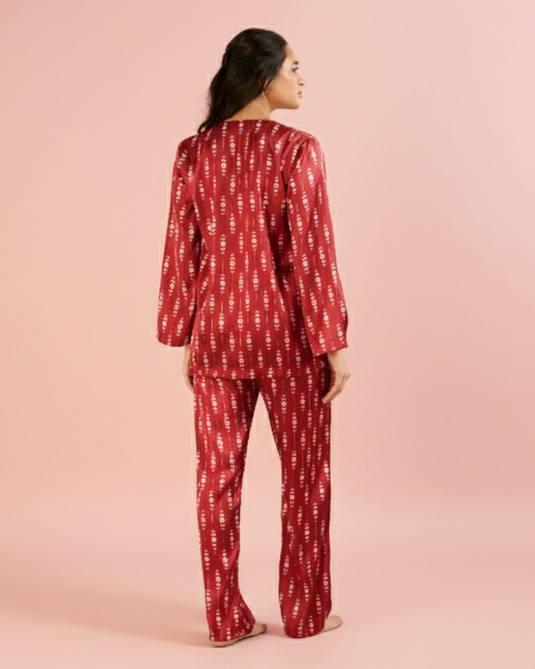 Scarlet Satin Relaxed Lounge Pyjama Set