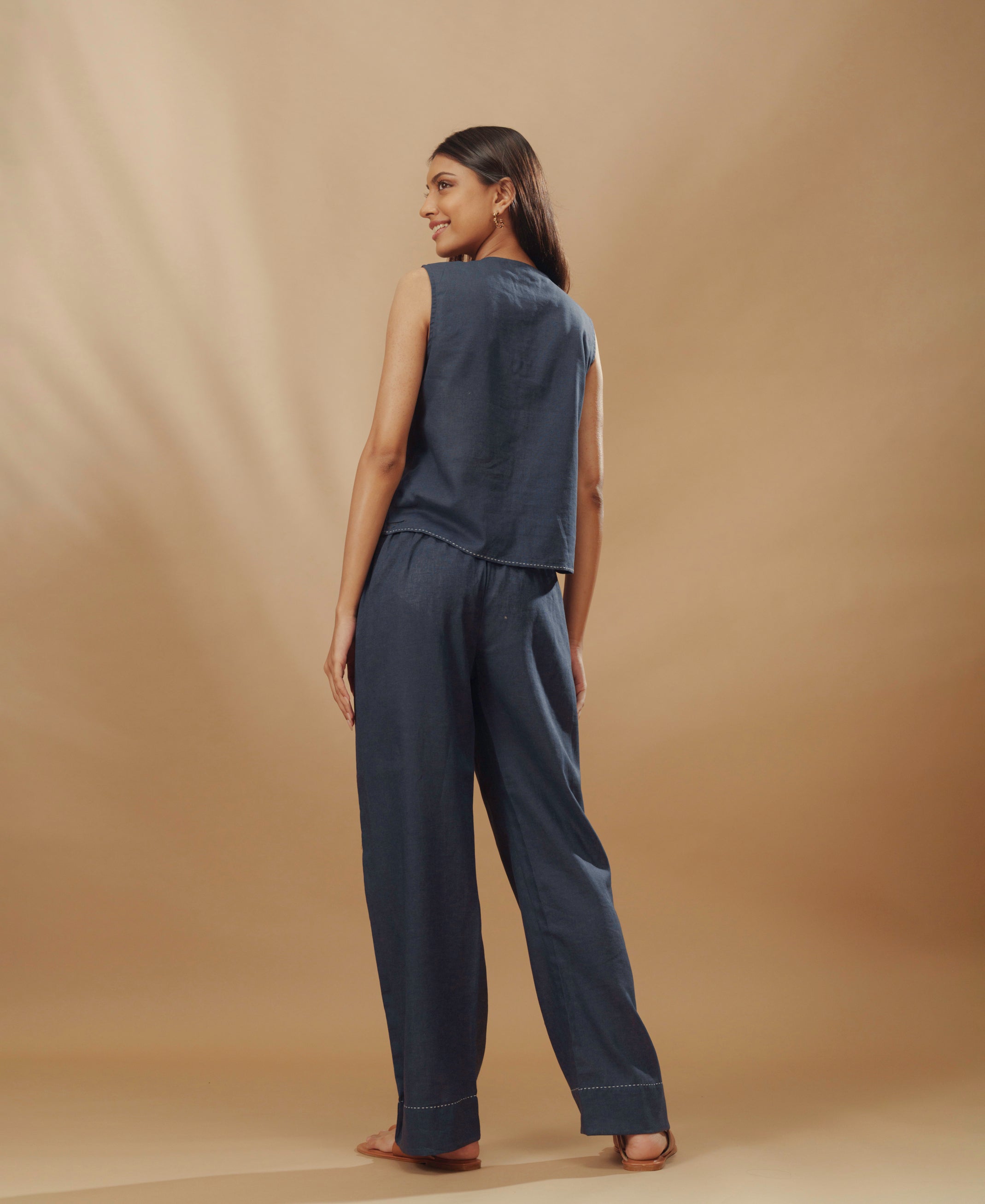 Nova - Embroidered Linen Vest Set