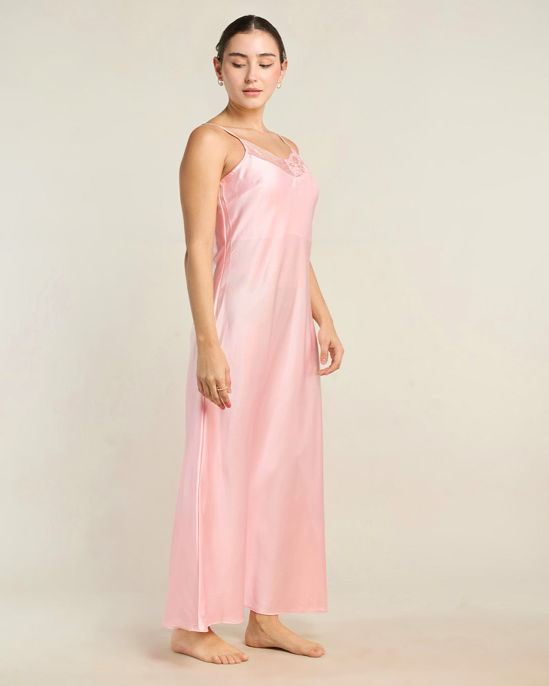 Rosé Satin Camisole Maxi Dress